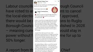 Rugby Borough Council, Are looking at cancelling local elections this may. #viral #rugbytown #rugby