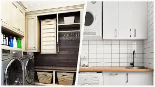 75 Laundry Room With Wood Countertops And Brown Countertops Design Ideas You'll Love ⭐️