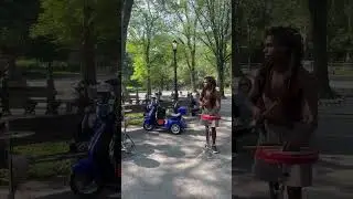 Playing drum in Central Park NYC with  ⁨@jabuworld⁩