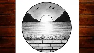 Easy circle scenery drawing /Easy drawing ideas for beginners/ How to draw pencil sketch drawing