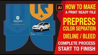 How to make a Print Ready Folder file - Full Process I Design I Dieline I  Bleed I Prepress I UV