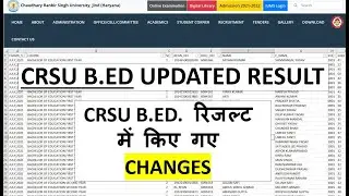 CRSU B.ED. RESULT UPDATED 2021 | 2nd year Regular & Re-appear & 1st year Re-appear | CRSU B.ED. 2022
