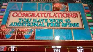 Kilimanjaro Slot Machine Bonus + 5 Retriggers - 270 FREE GAMES - HUGE WIN