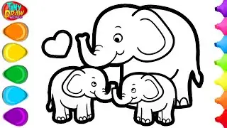 ELEPHANT DRAWING | How To Draw a Happy Mother Elephant, Son & Daughter | Easy Step By Step Tutorial