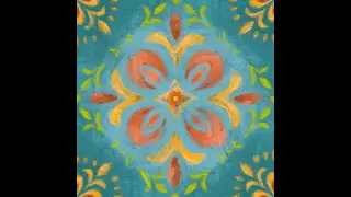 Teal and Orange Tile design with Procreate 4