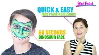 SHORT - Quick and Easy 60 Seconds Dinosaur Face Painting Demo - Step by Step