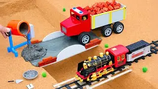 DIY Mini Truck Builds Brick & Metal Railing Bridge | Fun Construction Science Project