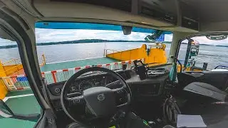 Relaxing Truck & Trailer drive, boat to Ljusterö Island, Stockholm. (radio on, window mount)