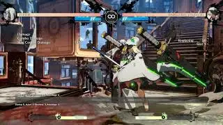 GGST Venom using near corner S-Stinger for better combos off high-low mix