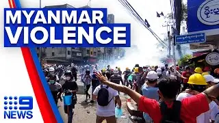 Myanmar protests leave 18 people killed | 9 News Australia
