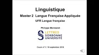 Linguistique Master LFA 2018-2019 Cours 1