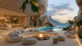 Positive February Piano Jazz 🎹 Gentle Piano in Cliffside Caf&eacute; with Calm Ocean Waves