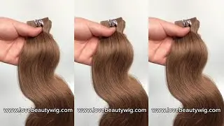lovebeautywig | 32inch Medium Brown Body Wave Tape Extensions Human Hair 100g#hairextensionssweden