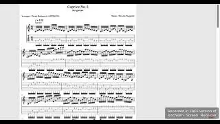 Caprice No. 5 - sheetmusic for for guitar with tab - Niccolo  Paganini - arranger : Zoran Radanovic