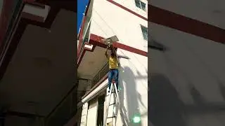 Electrician begins install solar panels with security camera for shop house #create