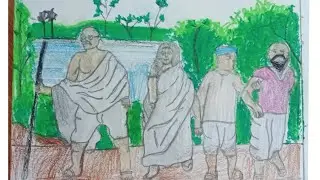 Dandi March Drawing / Easy Dandi March Drawing For Beginners   (Yogesh bhatia Art) #Yigeshbhatiaart