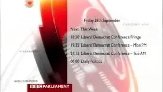 BBC Parliament listings - 28 September, 2012