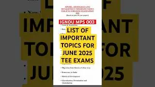 IGNOU MPS 003 IMPORTANT TOPICS FOR JUNE 2025 EXAMS😱 Must do topics for June 2025 exams📚#mps003