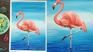 How to Paint Flamingo  with Acrylic/Easy Flamingo Bird Painting/ Art Creations Sindhu