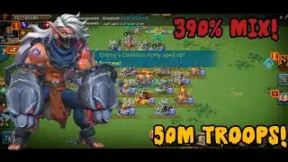 Lords Mobile - 390% MIX STATS F2P RALLY TRAP VS EWA GUILD! 50M TROOPS VS HEAVY INF COMP RALLIES!