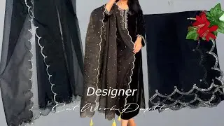 Cutwork designer✨ dupatta beads embroidery work dupatta design idea handmade 😊