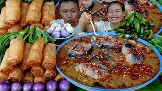 แซ่บข้าวเบิดหม้อต้มปลาร้าปลาดุกหอมๆนัวๆข้าวฮ้อนๆปอเปี๊ยะทอดกรอบผักหลายๆจ้า|2 กุมภาพันธ์ 2026