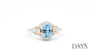 Aquamarine Ring In 14kt White And Rose Gold With Diamonds (1/5ct Tw)