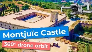 Drone orbit of Montju&iuml;c Castle | Barcelona Full HD aerial view