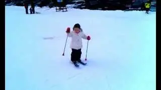 My niece Keira cross country skiing - uphill