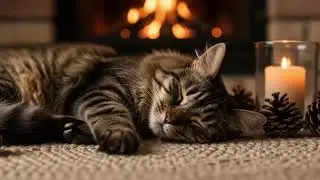 Cozy Cat Therapy Music 432Hz 😺 Fireplace Warmth For Deep Sleep, Anxiety Relief, And Healing