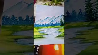 water colour natural scenery// transparent water colour/ #shortvideo #art #ytshorts #naturelandscape