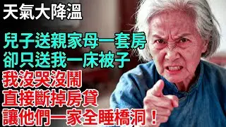 天氣大降溫，兒子送親家母一套房，卻只送我一床被子，我沒鬧，壽宴當天，我上台一句話讓全場傻眼#養老#退休金#不肖子孫#老年生活