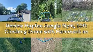 Review Hapfan Jungle Gym, 10ft Climbing Dome with Hammock and Swing, Outdoor Play Equipment with Mon