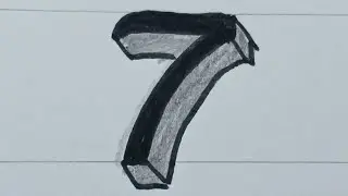 Simple 3D Drawing Number 7 / How To Draw Easy For Beginners