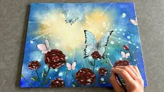 Butterfly dream / acrylic painting ideas / how to paint butterflies