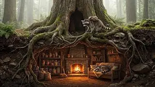 Raccoons&rsquo; Secret Hideout Hidden Inside A Giant Tree &mdash; Bushcraft To The Max