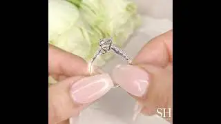 W0407 1ct  Timeless 4 claw Oval diamond ring with pave set band  SH Jewellery   social