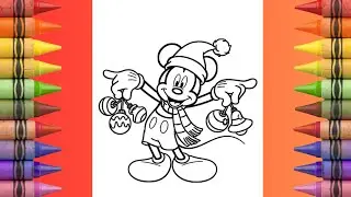How to Colour Mickey Mouse Celebrating Christmas with Bell | Coloring Markers | HAPPY COLORING WORLD