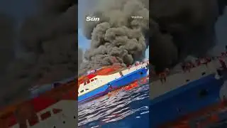 Passengers jump from Indonesia ship as flames engulf vessel
