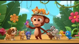 Забавная обезьянка 🐵 | Милая обезьянка заботится о животных | 3D анимационные стишки для детей