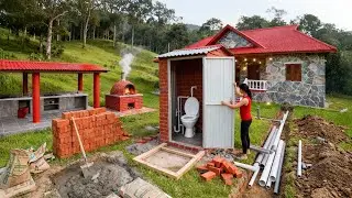 TIMELAPSE &ndash; Amazing DIY: Building a Toilet from Scratch | Roofing, Door & Plumbing