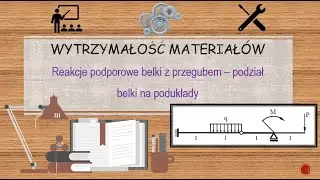 Wytrzymałość materiałów - reakcje belki z przegubem (metoda podziału na podukłady)