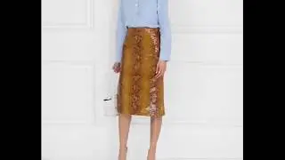 Snake effect leather skirt in brown