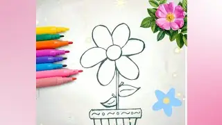 Cute Flower Pot Drawing for Kids and Beginners 🪴 with a lots of fun 😊🌈