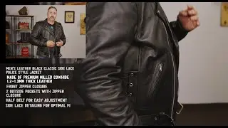 Milwaukee Leather LKM1711 Men's Leather Black Classic Side Lace Police Style Jacket