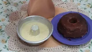 Fazendo bolo e pudim para as babys/ensinando