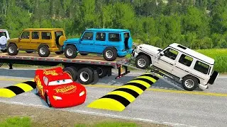 Flatbed Truck Mcqueen  |  Transportation with Truck - Porthole vs Car #35  -  BeamNG.Drive