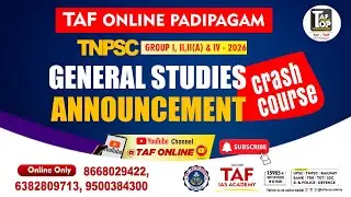 TAF ONLINE PADIPAGAM 2026 | GENERAL STUDIES CRASH COURSE | ANNOUNCEMENT |