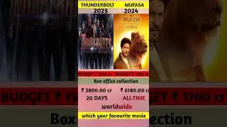 thunderbolt vs mufasa movie box office collection | thunderbolt 20 days collection 🔥#shorts