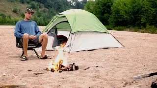 Solo Camping and Fishing on The River Bank